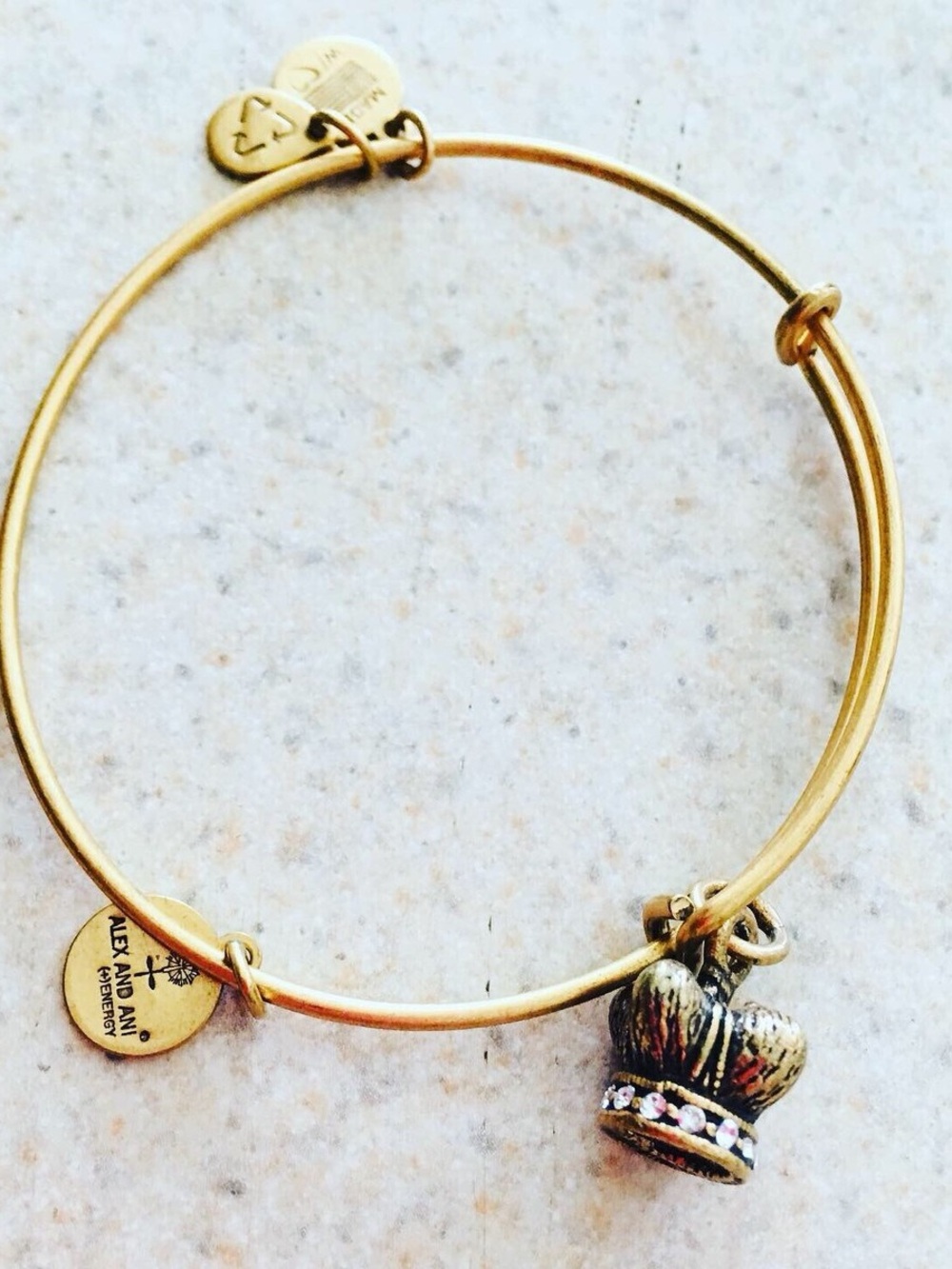 Alex and Ani Gold Crown Charm Adjustable Bangle Bracelet